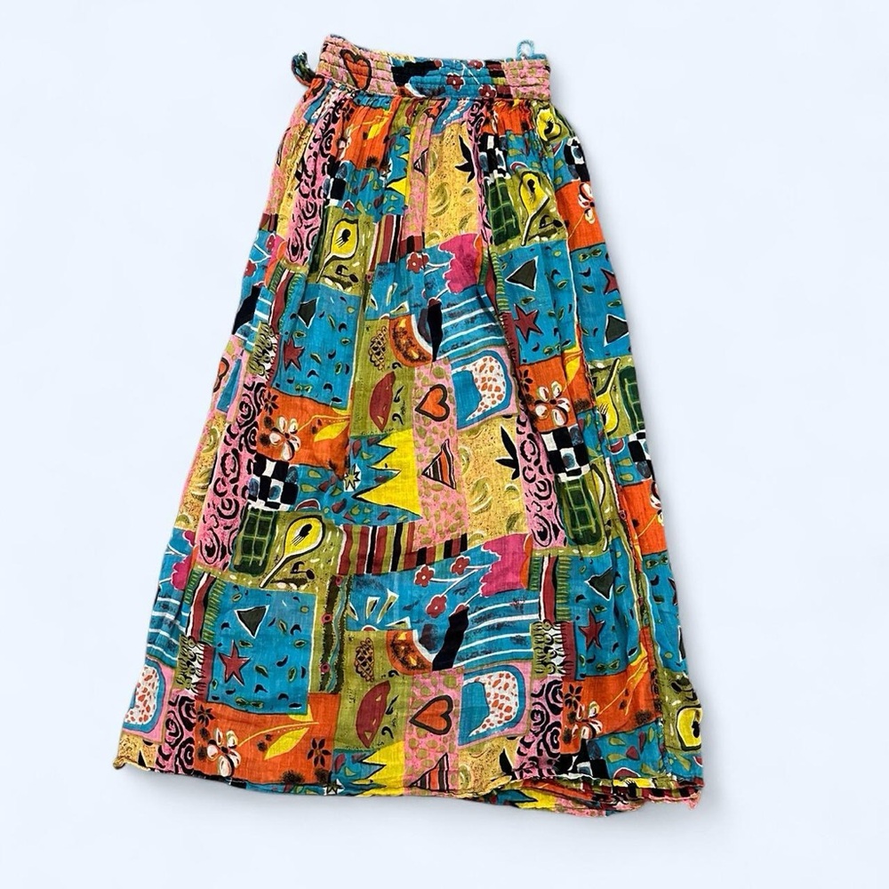 Vintage Colorful Patchwork Maxi Skirt